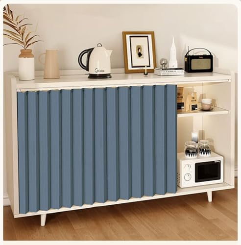 Staubdichter Schrankvorhang Zum Schieben Küche, Schrank Vorhang Selbstklebend Privatsphäre, Offenes Regal Vorhang mit Gleitschiene für Waschmaschinen Farbecht(Blau,90.6 x 27.6 in/230 x 70 cm) von Generic
