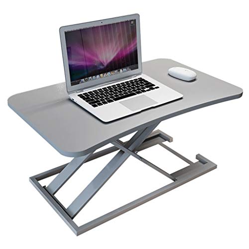 Stehender Computer-Höhenverstell-Schreibtisch, Kleiner Mobiler Laptop-Tisch, Faltbarer Erweiterbarer Büroarbeitsplatz, Schreibtisch-Erhöhungshalter(Silver) von Generic