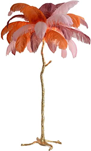 Stehlampeï1/4Œaturale Straußenfeder Stehleuchte, Moder Luxus Resi Led Stehleuchte Mit Dimmbarer Werbung Perfekt Zum Readig I Ihre Preise Schlafzimmer Oder Home Office, Red, 150x90cm von Generic