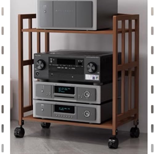 Stereo-Komponenten-Rack, mobiler AV-Medienständer aus Bambus, 2/3-stöckig, TV-Ständer auf Rädern, Eckregal für Audio-Video/Plattenspieler/Receiver/Lautsprecher/Spielekonsole (2-stöckig, 80 x von Generic