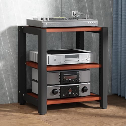 StereoKomponenten Rackschrank HiFi Rack, Höhenverstellbarer Medien Aufbewahrungs Schrank Audio-Komponenten, Offener CD-Player-Ständer für Audioanlage(Red,85cm/33.5in) von Generic