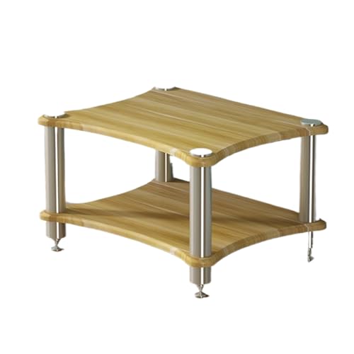 StereoKomponenten Rackschrank Mit Stoßdämpfenden Metallspikes Modern Holz Möbel HiFi Rack, für Zuhause Aufnahmestudio(Beige,60 * 48 * 40cm) von Generic