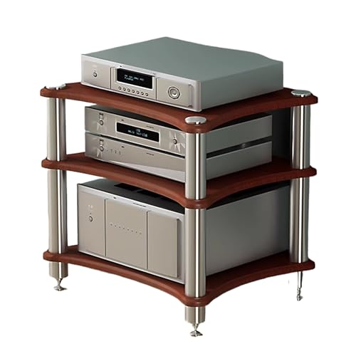 StereoKomponenten Rackschrank Mit Stoßdämpfenden Metallspikes Modern Holz Möbel HiFi Rack, für Zuhause Aufnahmestudio(Brown,60 * 48 * 62cm) von Generic
