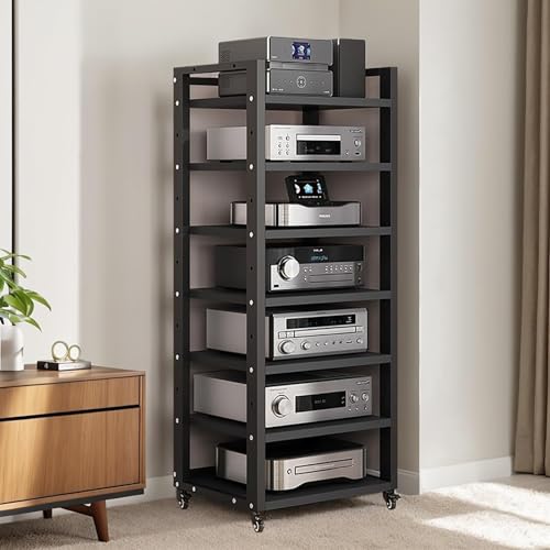 Stereoschrank, Audio-Rack, Medienständer mit Rädern, Eck-TV-Entertainment-Komponente, CD-Player, Videospielkonsole mit Verstellbarem Regal for Zuhause/Büro/Kino Stereoschrank, Audio-Rack, Medienständer mit Rädern, Eck-TV-Entertainment-Komponente, CD-Player, Videospielkonsole mit Verstellbarem Regal for Zuhause/Büro/Kino von Generic