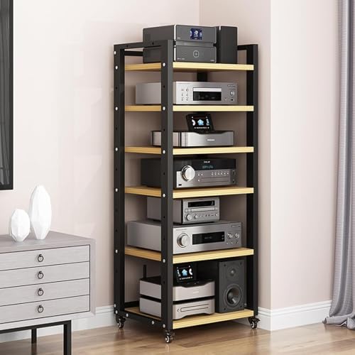 Stereoschrank, Audio-Rack, Medienständer mit Rädern, Eck-TV-Entertainment-Komponente, CD-Player, Videospielkonsole mit Verstellbarem Regal for Zuhause/Büro/Kino von Generic