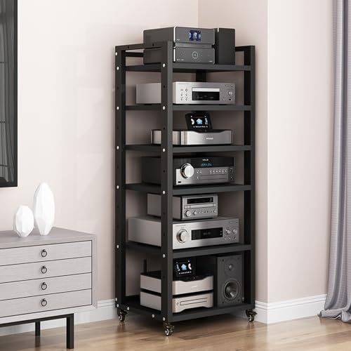 Stereoschrank, Audio-Rack, Medienständer mit Rädern, Eck-TV-Entertainment-Komponente, CD-Player, Videospielkonsole mit Verstellbarem Regal for Zuhause/Büro/Kino Stereoschrank, Audio-Rack, Medienständer mit Rädern, Eck-TV-Entertainment-Komponente, CD-Player, Videospielkonsole mit Verstellbarem Regal for Zuhause/Büro/Kino von Generic