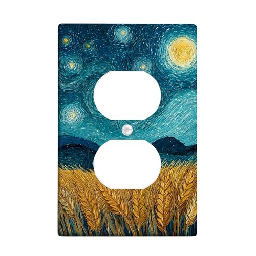 Sternennachtlichtschalter-Abdeckplatten/Steckdosenabdeckungen, goldene Weizenfelder für Heimdekoration, thermoplastische Wandplatten, Standardgröße, Einzel-Duplex-Steckdose Sternennachtlichtschalter-Abdeckplatten/Steckdosenabdeckungen, goldene Weizenfelder für Heimdekoration, thermoplastische Wandplatten, Standardgröße, Einzel-Duplex-Steckdose von Generic