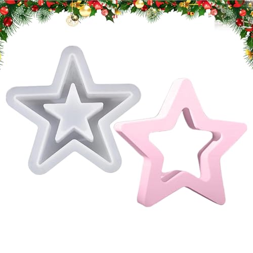 Sternform aus Kunstharz, Weihnachtssternform, hohle Silikonform in Sternform | Silikonform für Schreibtischdekoration, Silikonformen in Sternform von Generic