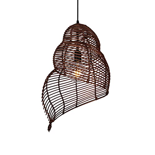 Stil Lampenschirm Retro Rattan Korb Decke Handgefertigte Hohldecke Hängelampe über Bauernhaus Esszimmer Gewebte Deckenpendellampe für Küche Bauernhaus von Generic