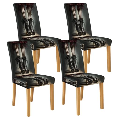 Stilvolle Stuhlhussen mit hohen Absätzen für Esszimmerstühle, Stretch- und waschbarer Spandex-Sitzschutz, dekorative Schonbezüge für moderne Küche, 4 Stück Stilvolle Stuhlhussen mit hohen Absätzen für Esszimmerstühle, Stretch- und waschbarer Spandex-Sitzschutz, dekorative Schonbezüge für moderne Küche, 4 Stück von Generic