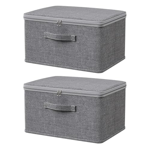 Stoff-Aufbewahrungsboxen – 2 x Würfel-Aufbewahrungsboxen mit großem Fassungsvermögen | Abschließbare Aufbewahrungsboxen für Regale mit Griff | regall Schrank Schrank Körbe Box | Aufbewahrungskörbe von Generic
