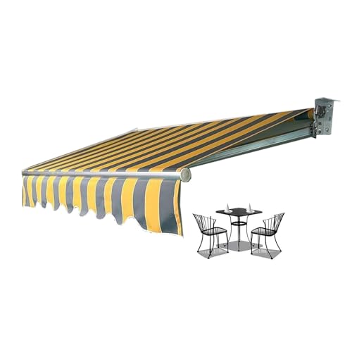 Stoff gestreifter Markisenstoff Ersatz ，Ersatz der Segeltuchmarkise， ，mit Regen- und Windschutz,für Terrasse/Balkon/Garten(13x11.5ft(4 * 3.5m)) von Generic