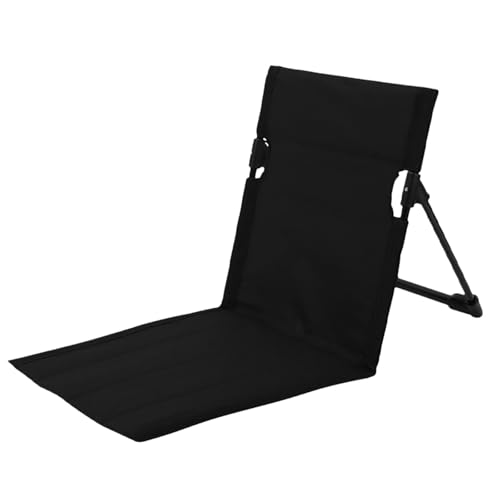 Strand-Klappstuhl Strandstuhlkissen mit Rückenlehne, Bodenstuhl Klappbares Tribünenkissen, Tragbare Sitzkissen mit Rückenlehne Outdoor Campingstuhl Liegestuhl für Picknick, Garten, Wandern (Black) von Generic