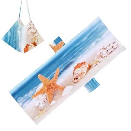 Strandkorb-Handtuch, Seestern-Druck, Chaiselongue-Abdeckung, weiche Mikrofaser, Sonnenliege für den Außenbereich, Pool-Liegestühle, schnell trocknende Abdeckung für Reisen, Terrasse und Urlaub von Generic