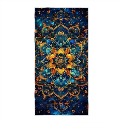Strandtuch Blau Mikrofaser Handtuch, Microfaser Handtücher Strandtuch XXL Mandala, Badetuch groß 70x140, Stranddecke Sandfrei Strandhandtuch Leichtes Schnelltrocknend für Strand Schwimmen Reise S-88 von Generic