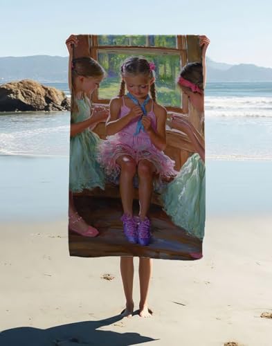 Strandtuch Mikrofaser Handtuch MäDchen 1er Set Groß 200x100cm, Schnelltrocknend Microfaser Sporthandtuch Landschaft Mit Tasche, Saugfähig Schnell Trocknende Strandhandtuch für Strand Camping PQW-66 von Generic