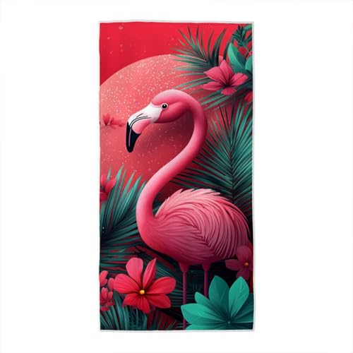 Strandtuch Rot Mikrofaser Handtuch, Microfaser Handtücher Strandtuch XXL Flamingo, Badetuch groß 90x180, Stranddecke Sandfrei Strandhandtuch Leichtes Schnelltrocknend für Strand Schwimmen Reise S-96 von Generic