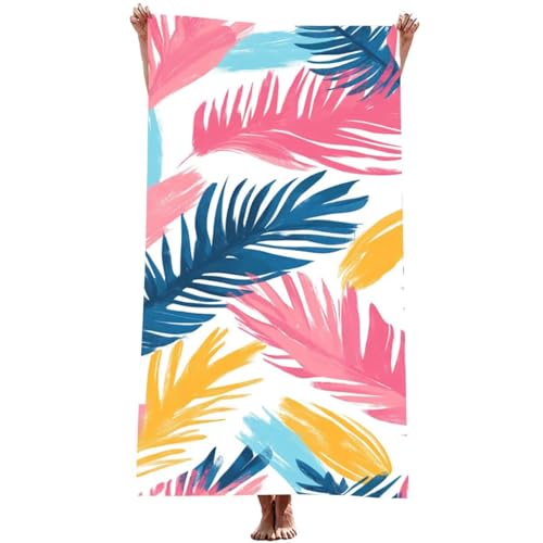 Strandtuch XXL 100 x 200 cm Mikrofaser Handtuch (Farbe), SchnellTrocknend, Leicht und Tragbar, Sandfrei Strandtuch, Microfaser Handtücher für Reise Urlaub Schwimmen Wandern Yoga Bad (Blatt) Z-981T von Generic