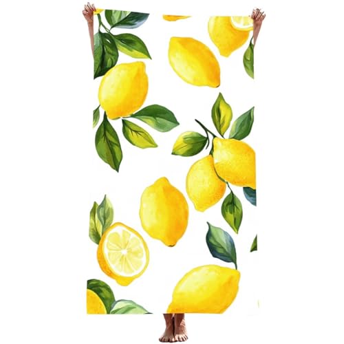 Strandtuch XXL 100 x 220 cm Mikrofaser Handtuch (Zitrone), SchnellTrocknend, Leicht und Tragbar, Sandfrei Strandtuch, Microfaser Handtücher für Reise Urlaub Camping Wandern Yoga Bad (Gelb) Z-949T von Generic