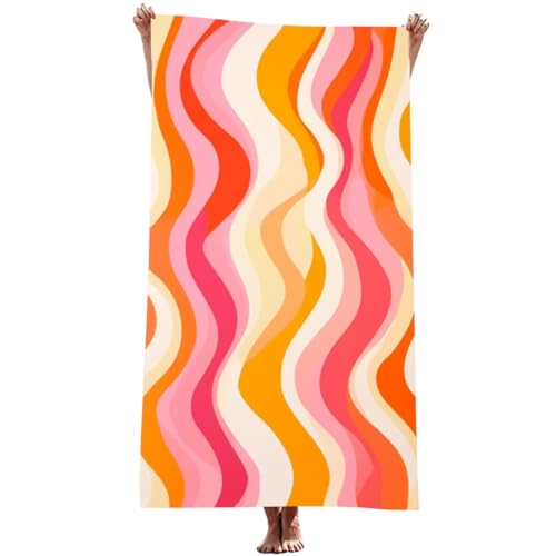 Strandtuch XXL 70x140 cm Mikrofaser Handtuch (Rosa), SchnellTrocknend, Leicht und Tragbar, Sandfrei Strandtuch, Microfaser Handtücher für Reise Urlaub Schwimmen Camping Wandern Yoga Bad (Linie) Z-987T von Generic