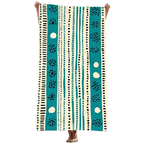 Strandtuch XXL 75 x 150 cm Mikrofaser Handtuch (Streifen), SchnellTrocknend, Leicht und Tragbar, Sandfrei Strandtuch, Microfaser Handtücher für Reise Urlaub Camping Wandern Yoga Bad (Blau) Z-1021T von Generic