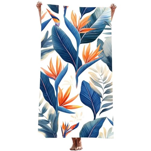 Strandtuch XXL 80 x 160 cm Mikrofaser Handtuch (Blume), SchnellTrocknend, Leicht und Tragbar, Sandfrei Strandtuch, Microfaser Handtücher für Reise Urlaub Camping Wandern Yoga Bad (Anlage) Z-1061T von Generic