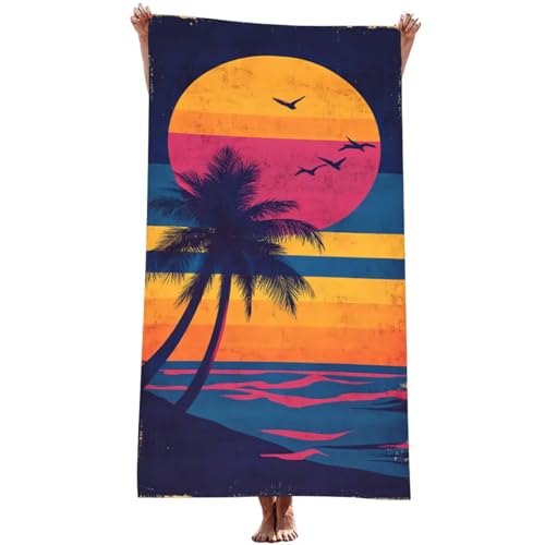 Strandtuch XXL 90 x 180 cm Mikrofaser Handtuch (Sonnenuntergang), SchnellTrocknend, Leicht und Tragbar, Sandfrei Strandtuch, Microfaser Handtücher für Reise Urlaub Wandern Yoga Bad (Farbe) Z-941T von Generic