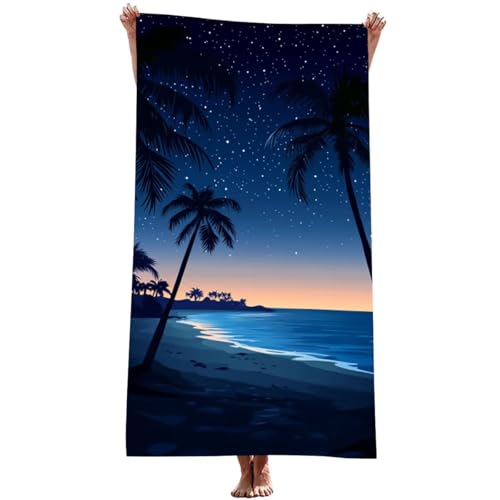 Strandtuch XXL 90x200 cm Mikrofaser Handtuch (Kokosnussbäume), SchnellTrocknend, Leicht und Tragbar,Sandfrei Strandtuch, Microfaser Handtücher für Reise Urlaub Camping Wandern Yoga Bad (Strand) Z-959T von Generic