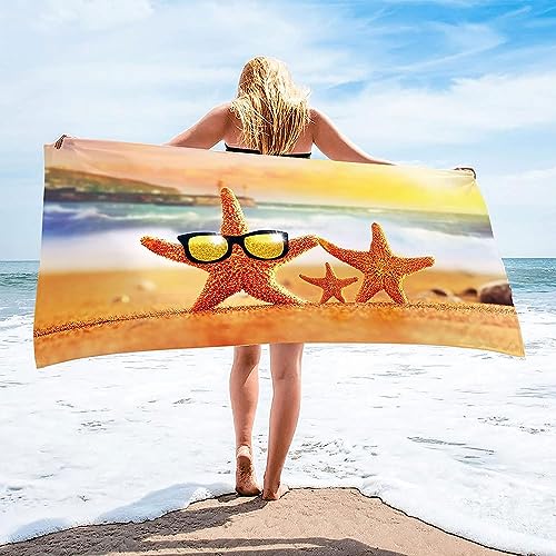 Strandtücher 3D Seestern Mit Brille 70 X 150 cm Mikrofaser Strandtuch Handtücher Sandfreies Badetuch,Tragbar Duschtuch Saunatuch,Badehandtuch Schnelltrocknend Stranddecke Für Strand Schwimmen -8H6O von Generic