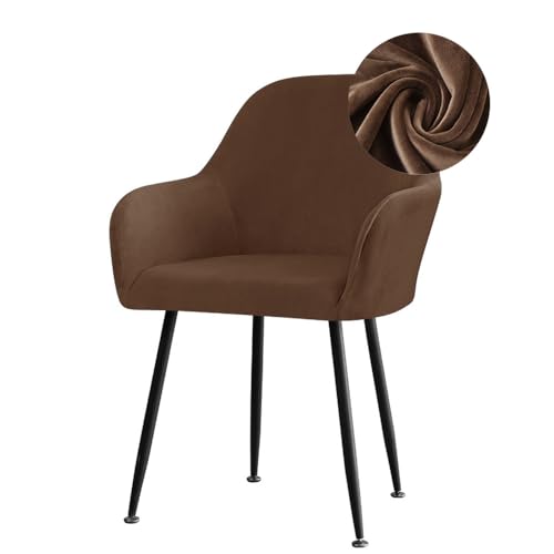 Stretch Samt Essstuhlbezug mit gebogenem Rücken und Armlehnen Abdeckung für schwenkbaren Stuhl abnehmbare und waschbare Abdeckung für Esszimmer Hochzeit Party Hotel (beige 1 Teil) von Generic