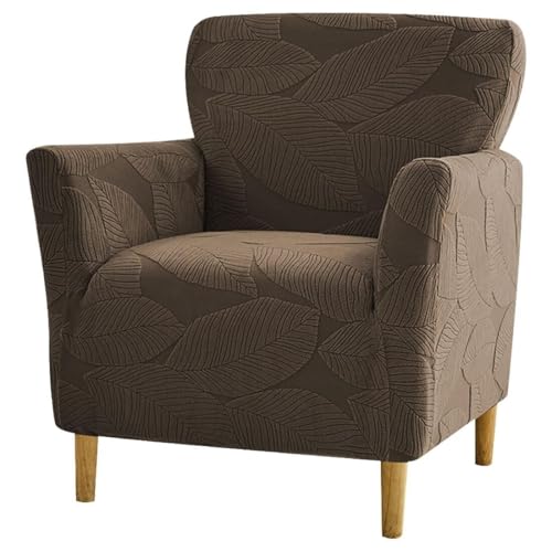 Stretch-Schonbezüge Für Clubsessel Sesselbezüge Im Mid-Century-Modern-Stil Jacquard-Schonbezüge Für Sessel Mit Blattmotiv Passgenaue Sofabezüge Für Einzelsofas(Coffee) von Generic
