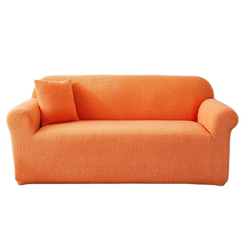 Stretch-Sofabezug, 2-Sitzer, waschbar, rutschfest, kreativer Jacquard-Sofabezug für Kinder, Haustiere, Wohnzimmer, Orange, 3-Sitzer, 190–230 cm von Generic