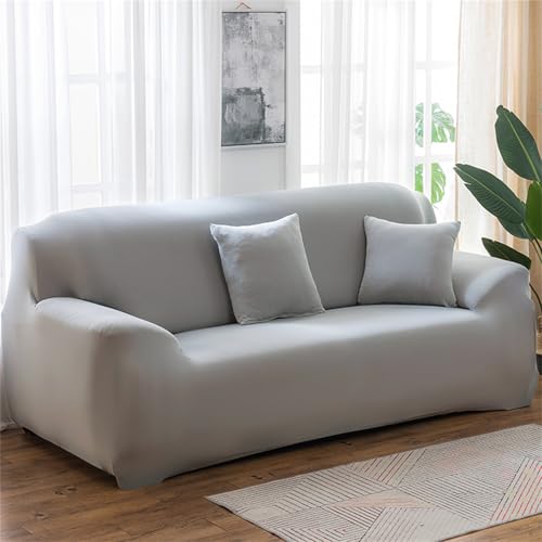 Stretch-Sofabezug für 1-, 2-, 3- und 4-Sitzer, atmungsaktive Sofabezüge, Ecksofabezug in L-Form, Couchbezug, Rutschfester Möbelschutzbezug (2-Sitzer, Silber) von Generic