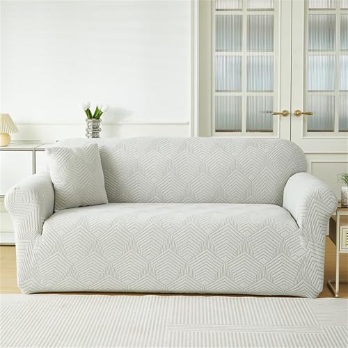 Stretch-Sofabezug für 1-, 2-, 3- und 4-Sitzer, atmungsaktive Sofabezüge, für Ecksofabezug in L-Form, Couchbezug, Rutschfester Möbelschutzbezug (Silber, 4-Sitzer) von Generic