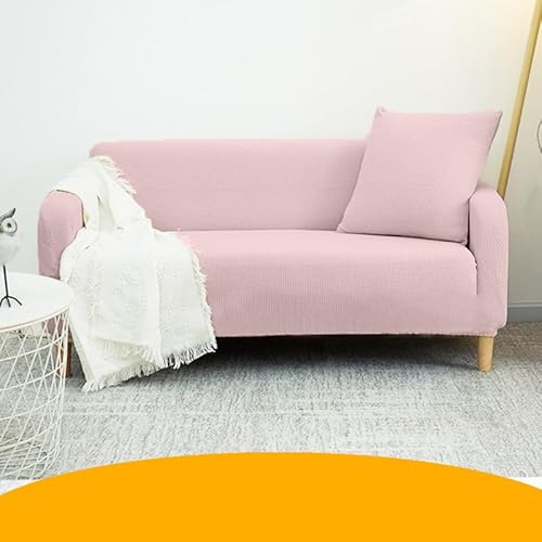 Stretch-Sofabezug für 1-, 2-, 3- und 4-Sitzer, atmungsaktive Sofabezüge, für Ecksofabezug in L-Form, modischer, einfarbiger Samt-Couchbezug, Rutschfester Möbelbezug (2-Sitzer, Pink) von Generic