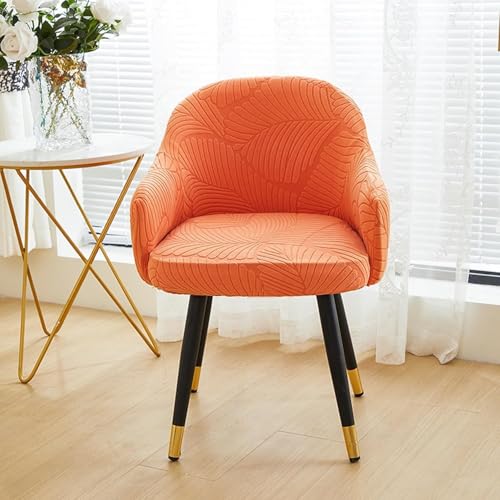 Stretch Stuhlbezug Stuhlhussen mit Armlehne Elastischer Stuhlbezug Jacquard Stuhl Abdeckung Abnehmbare Waschbar Schonbezug für Esszimmer Küche(Orange,4PCS) von Generic