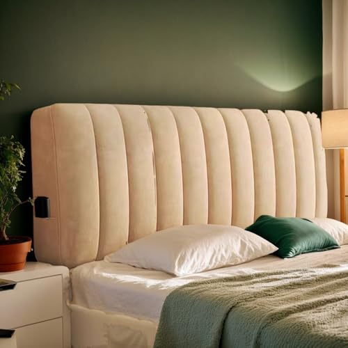 Stretch Waschbares Bett Kopfteil Schonbezug Grauer Kopfteilbezug Samt Mit Verdickter Baumwollfüllung Größe Single Double King Queen Schlafzimmer Dekoration,Braun,120cm von DOSYCOVUR