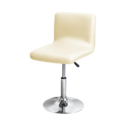 Stretch Wasserdichte PU Leder Barhocker Abdeckung mit Rückenlehne für Kurze Drehbare Esszimmer Stuhl (Beige) 1 Stück von Generic