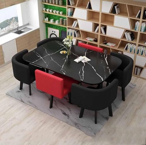 Stück Küchentisch und Stuhl Set für kleine Esszimmer Moderne Konferenzraum Möbel mit 6 Stühlen Kompaktes Esszimmer Set für Büro oder Heimgebrauch. von Generic
