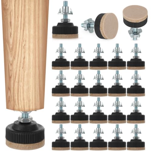 Stühle, Tische, Sofas, Schränke, Möbel-Nivellierfüße mit Bodenschutz, Filz inklusive Kontermutter, robuste verstellbare Tischbein-Nivellierer, 24 Stück Möbelnivellierer von Generic