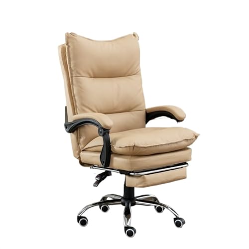Stuhl Büro Chefsessel Retro PU Leder Bürostuhl mit Gummirädern Büro Schreibtischstuhl für Computer DREI-Sitzer Bürostuhl mit hoher Rückenlehne (Khaki Einheitsgröße) von Generic
