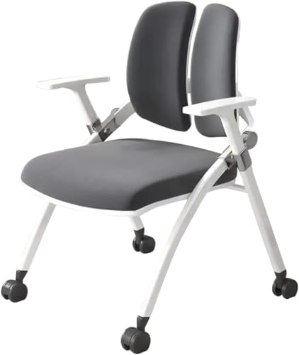 Stuhl Bürostuhl Mit Rädern Ergonomischer Arbeitsstuhl Mit Doppelter Rückenlehne, Tragbarer Stuhl Mit Rollen, Konferenzraum Komfortabler Trainingsstuhl, Grey, 53 * 58 * 86cm von Generic