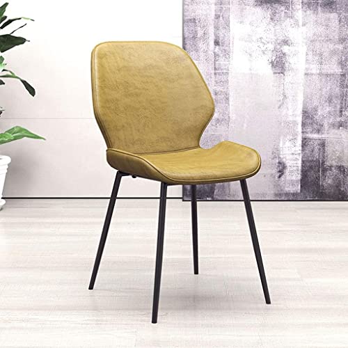 Stuhl ESS- Und Küchenstuhl - Metallbeine Ledersitz, Wohnzimmer Club Gästestühle, Yellow, Black Legs von Generic