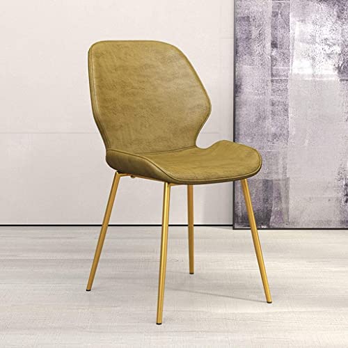 Stuhl ESS- Und Küchenstuhl - Metallbeine Ledersitz, Wohnzimmer Club Gästestühle, Yellow, Gold Legs von Generic