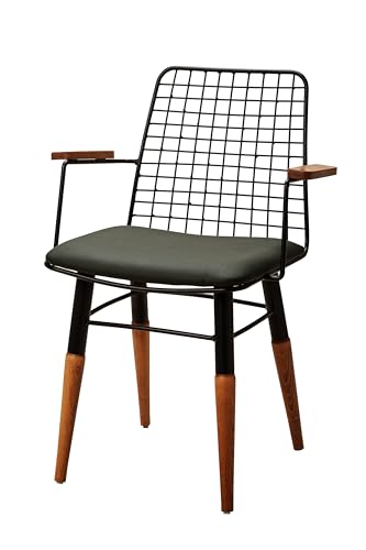 Stuhlmann Stühle - Stuhl Portsmouth 755A - Esszimmerstuhl, Küchenstuhl, Polsterstuhl, Wohnzimmerstuhl in schwarz mit schwarzem Metallgestell, Holzbeinen und Armlehnen von Generic