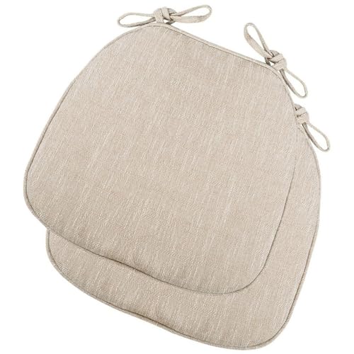 Stuhlauflage Kissen für Stühle 1/2/4er-Set U-förmige Stuhlkissen für Esszimmerstühle mit Bändern weiches und bequemes Sitzkissen für Esszimmerstühle in der Küche (Beige 43 x 41 cm (2er-Set)) von Generic