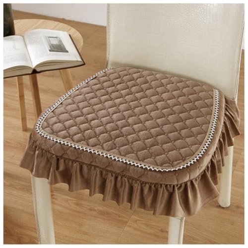 Stuhlauflage Kissen für Stühle Set mit 1/2/4 Esszimmer Stuhlkissen mit Spitze rutschfestem Stuhlpolster und Sitzkissen für Küchenstühle mit maschinenwaschbarem Bezug (Kaffee 45 * 42 (2er-Set)) von Generic