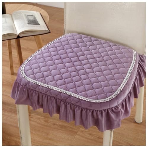 Stuhlauflage Kissen für Stühle Set mit 1/2/4 Esszimmer Stuhlkissen mit Spitze rutschfestem Stuhlpolster und Sitzkissen für Küchenstühle mit maschinenwaschbarem Bezug (Lila 45 * 42 (2er-Set)) von Generic