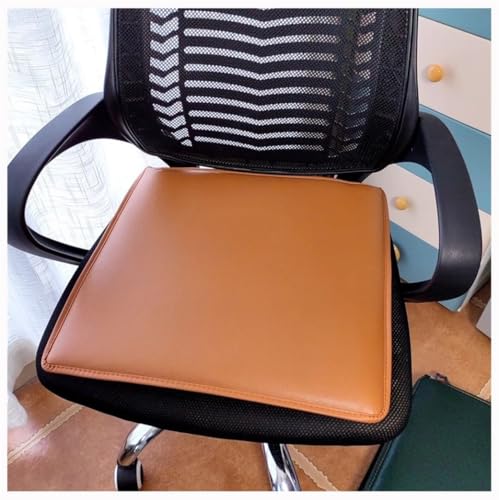 Stuhlauflage Kissen für Stühle Stuhlkissen aus Leder rutschfeste Sitzkissen Stuhlpolster für Esszimmer und Küchenstühle im Innenbereich mit Bändern (Orange Gelb 40 x 40 cm 2er-Pack) von Generic