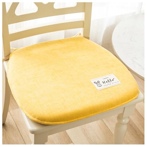 Stuhlauflage Kissen für Stühle Stuhlkissen für Esszimmerstühle mit Bändern 4 cm Memory Foam-Sitzkissen Küchenstuhlpolster mit maschinenwaschbarem Bezug (Gelb 37 x 40 cm (2er-Set)) von Generic